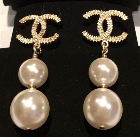 chanel pearl stud earring|authentic Chanel stud earrings.